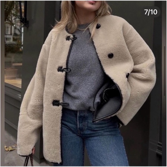 New w/o tag Viral MANGO Women's Appliques Faux-Fur Coat - Picture 7 of 15